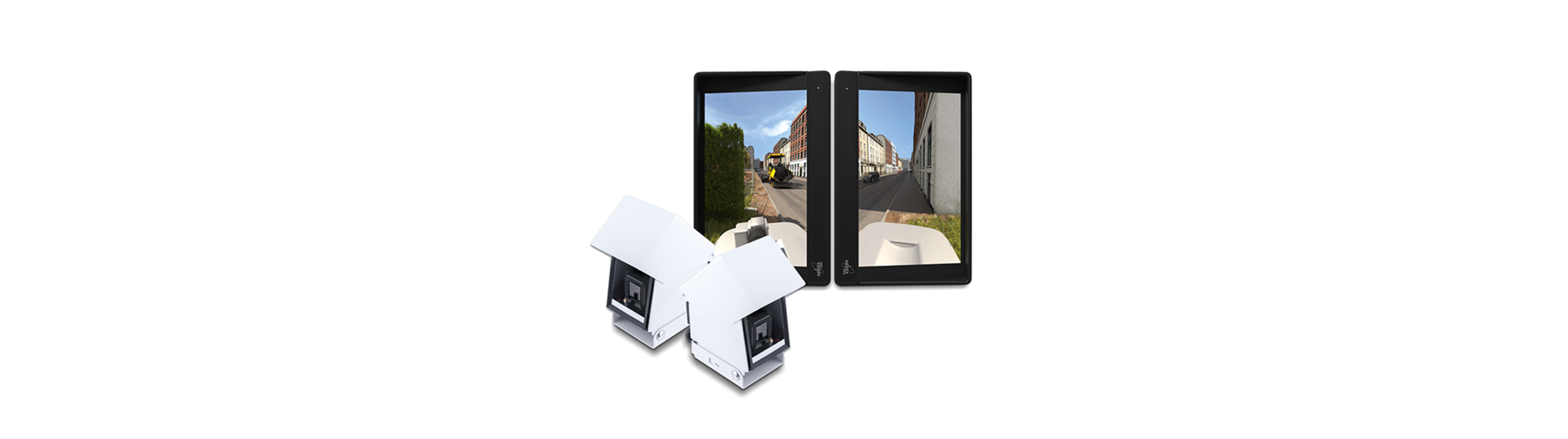 QKMS professional zeigt zwei Kameras in Shutterboxen und zwei Monitore